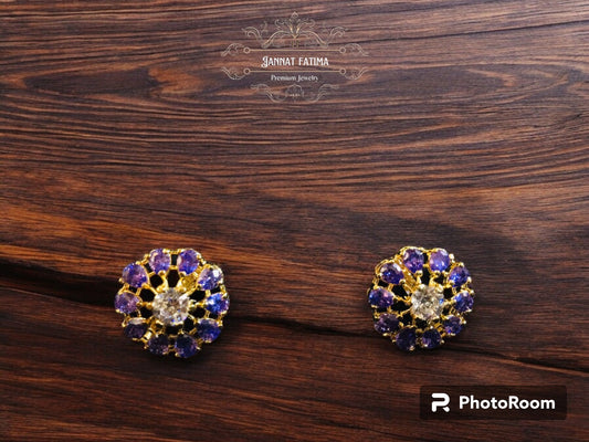 Silver Tanzanite Stud Yellow