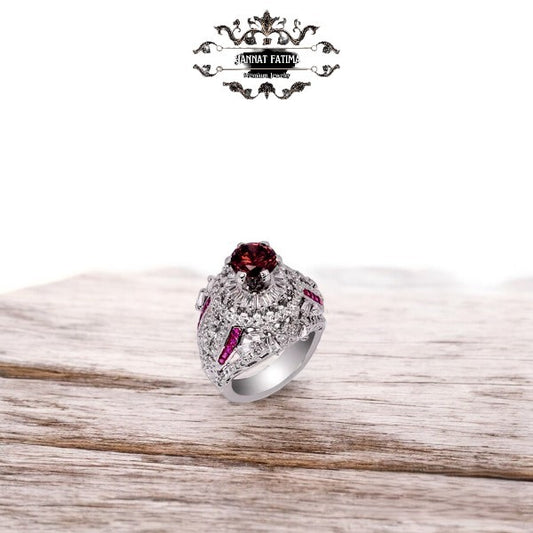 Eye Catching Silver Red Ring