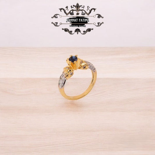 Silver Ring White Zircon With Blue Sapphire