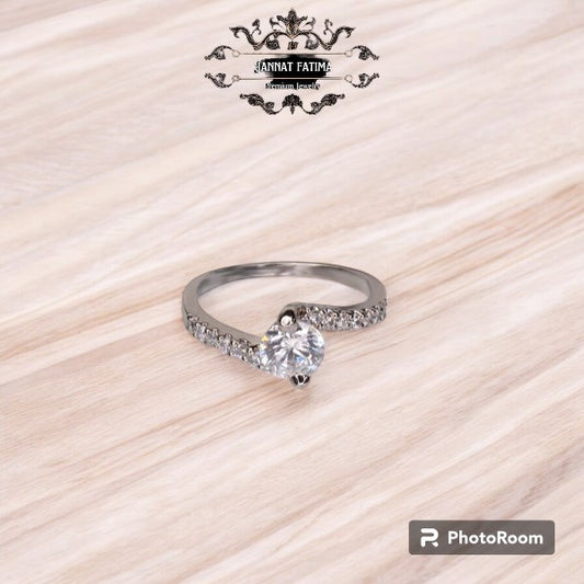 Diamond Style Silver Ring With Elegant Design