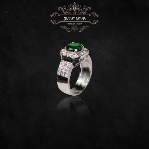 Silver Ring With Green Emerald